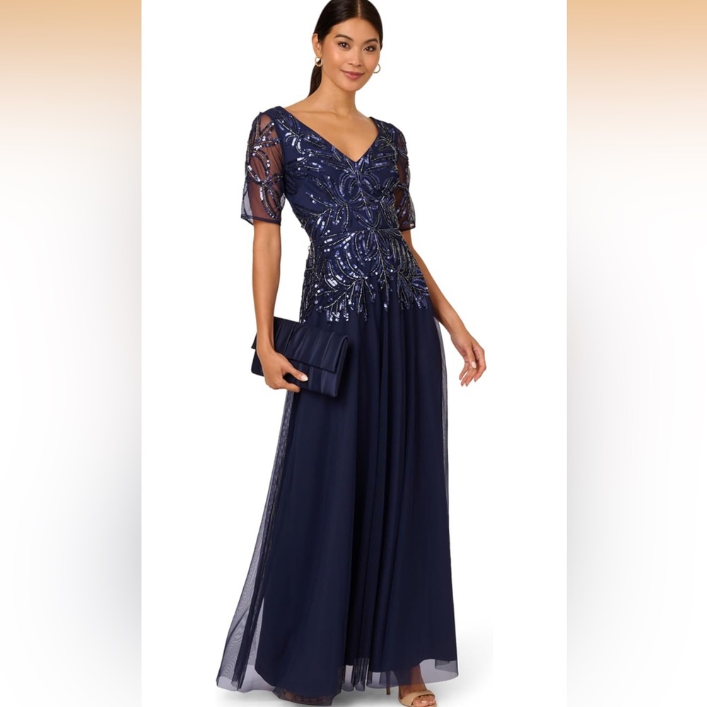 Elegant Navy Evening Gown